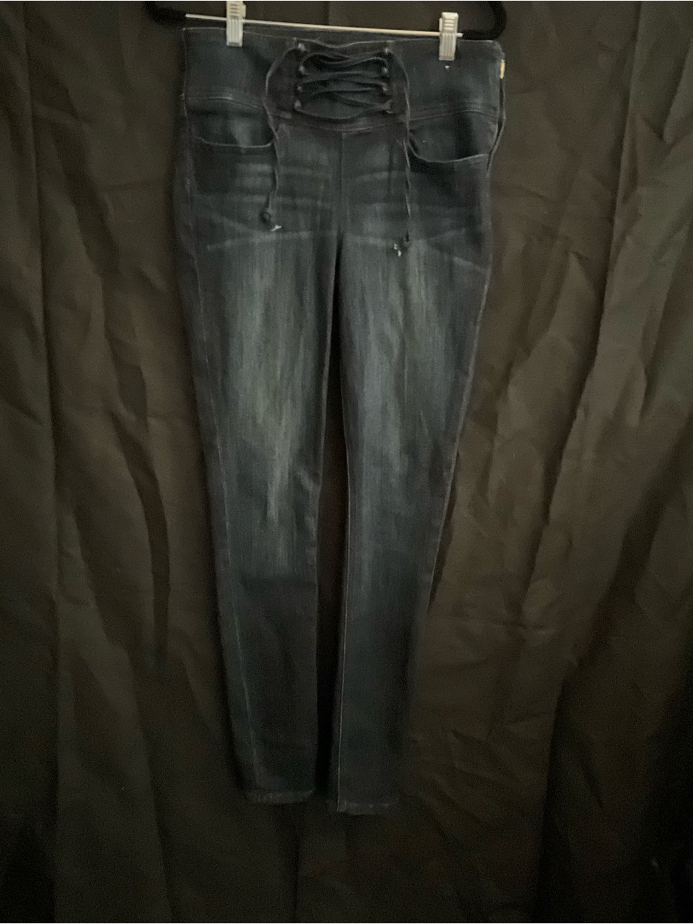 Express Women’s Dark Blue Lace-Up Front Jeggings